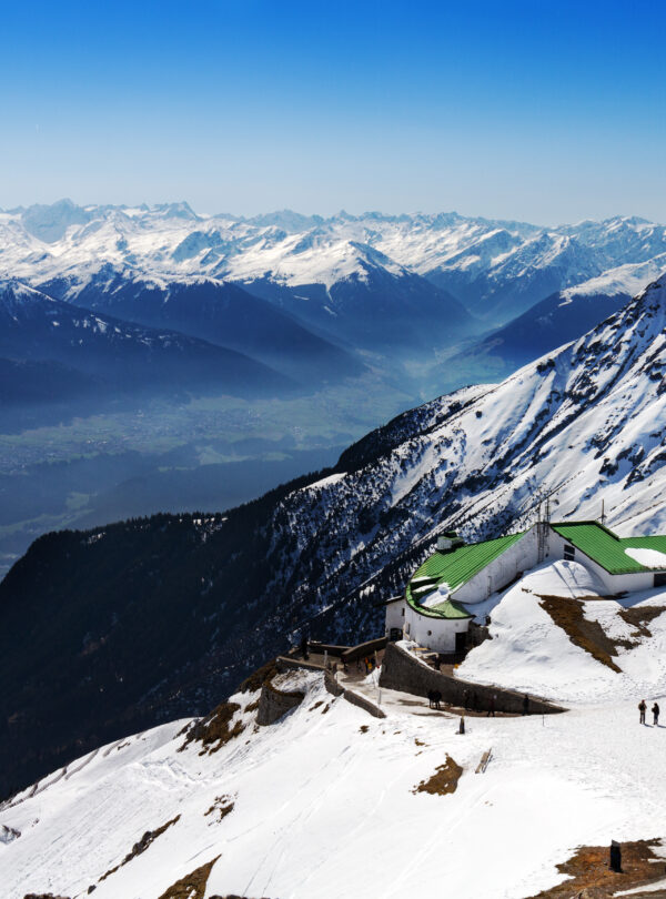 Beautiful Landscape with Snowy Mountains. Blue Sky. Horizontal.